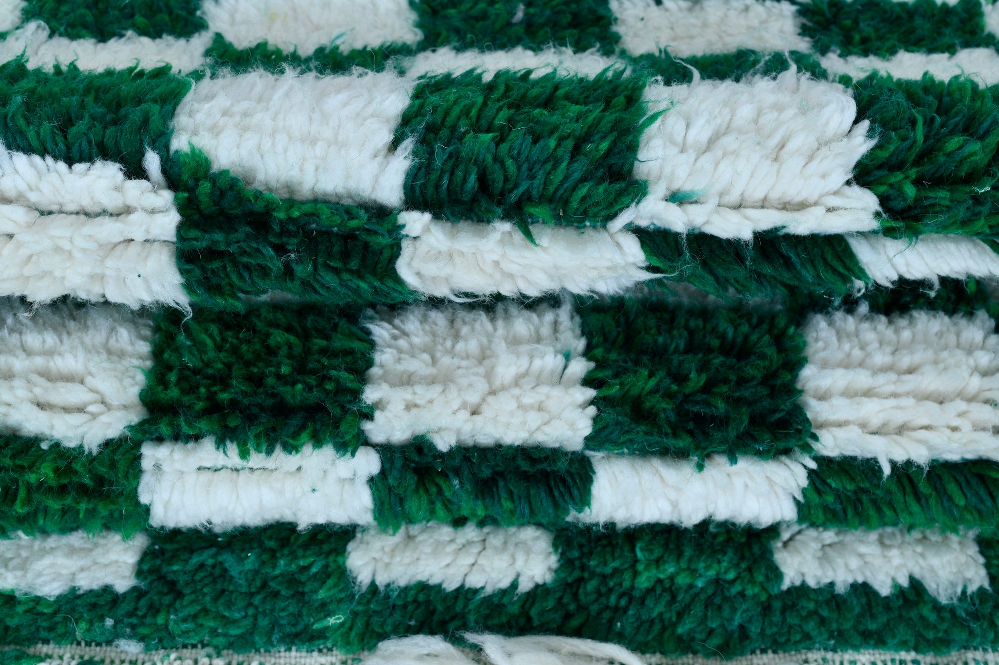 Moroccan custom rug from Beni Ourain, Wool and Thread, Green