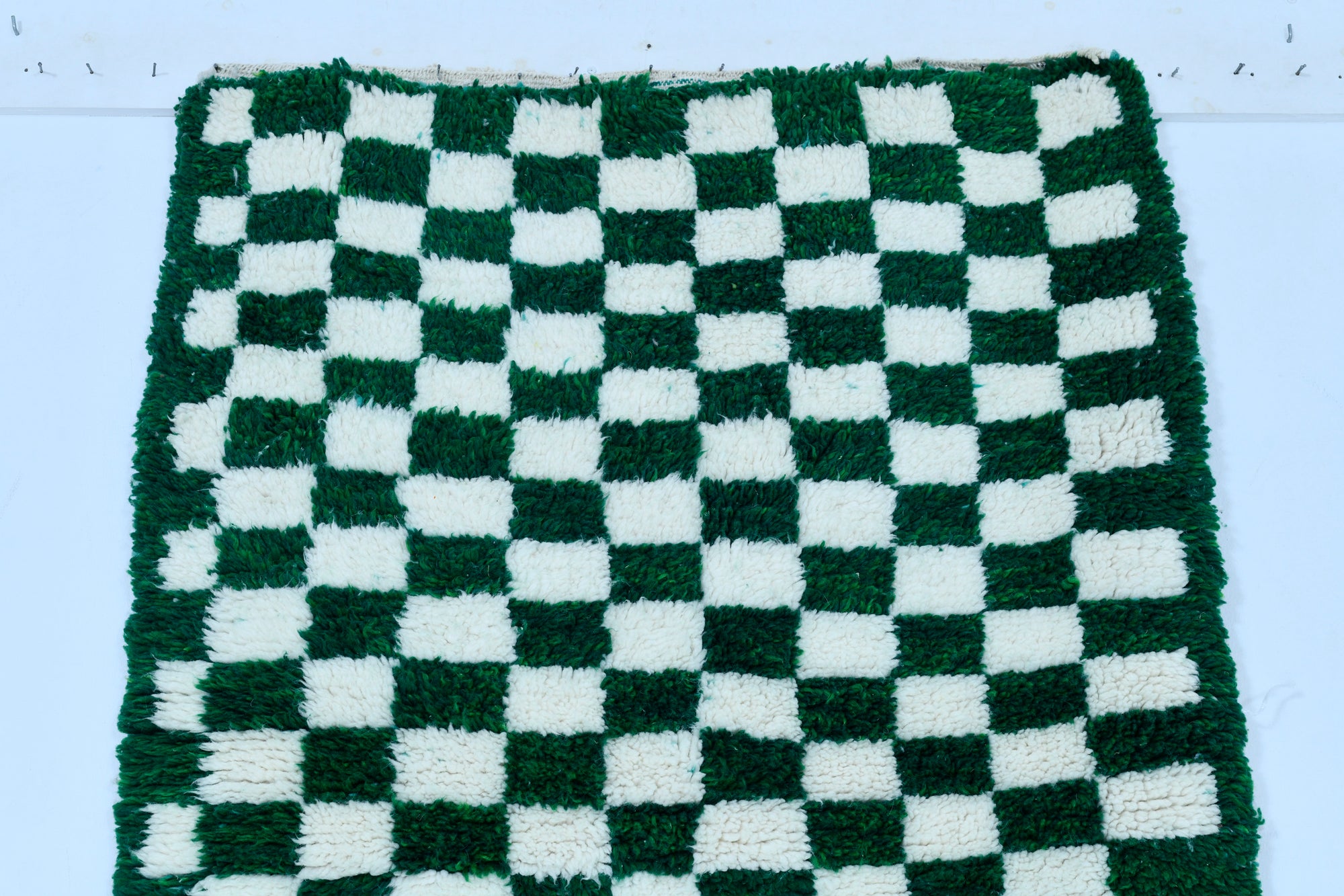Moroccan custom rug from Beni Ourain, Wool and Thread, Green