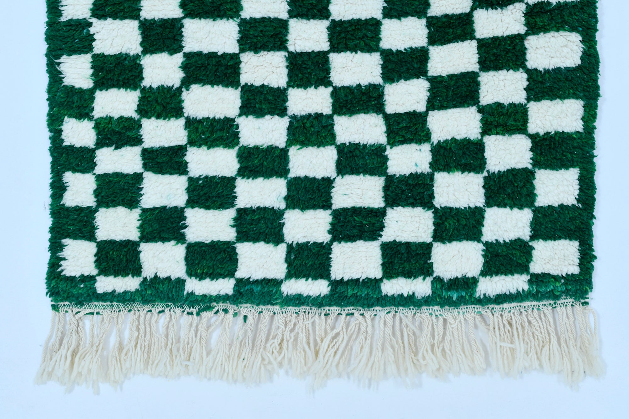 Moroccan custom rug from Beni Ourain, Wool and Thread, Green