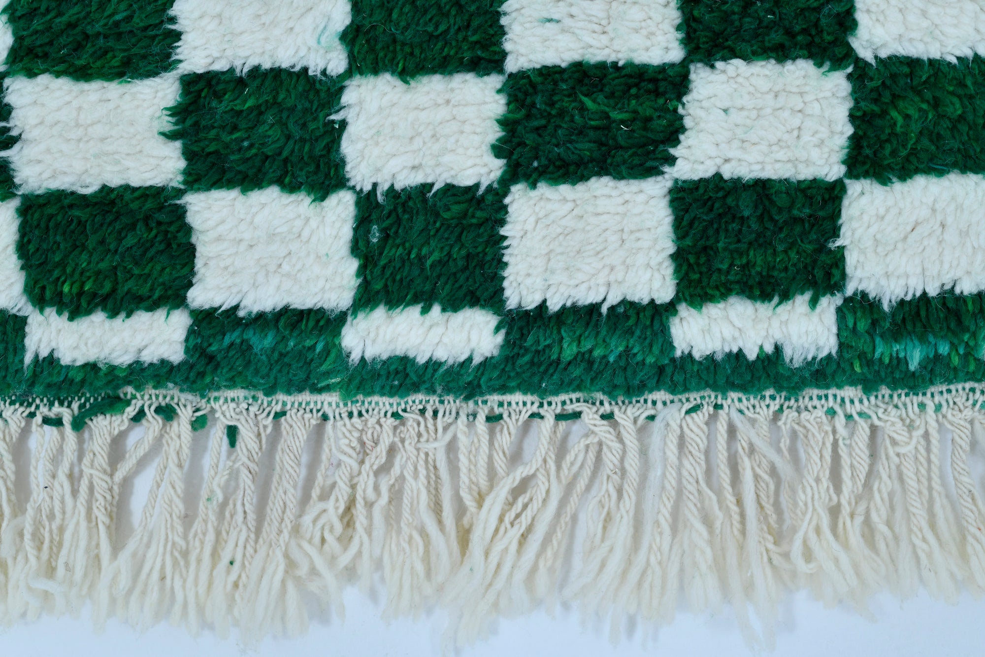 Moroccan custom rug from Beni Ourain, Wool and Thread, Green