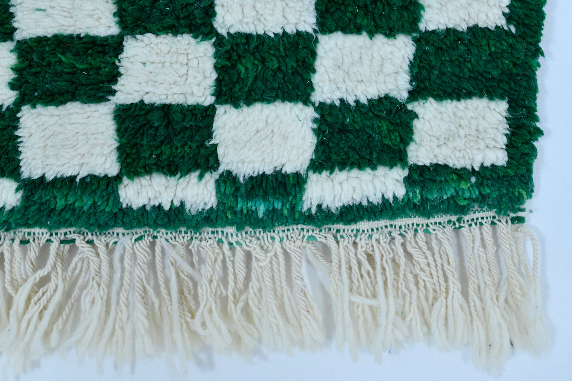 Moroccan custom rug from Beni Ourain, Wool and Thread, Green