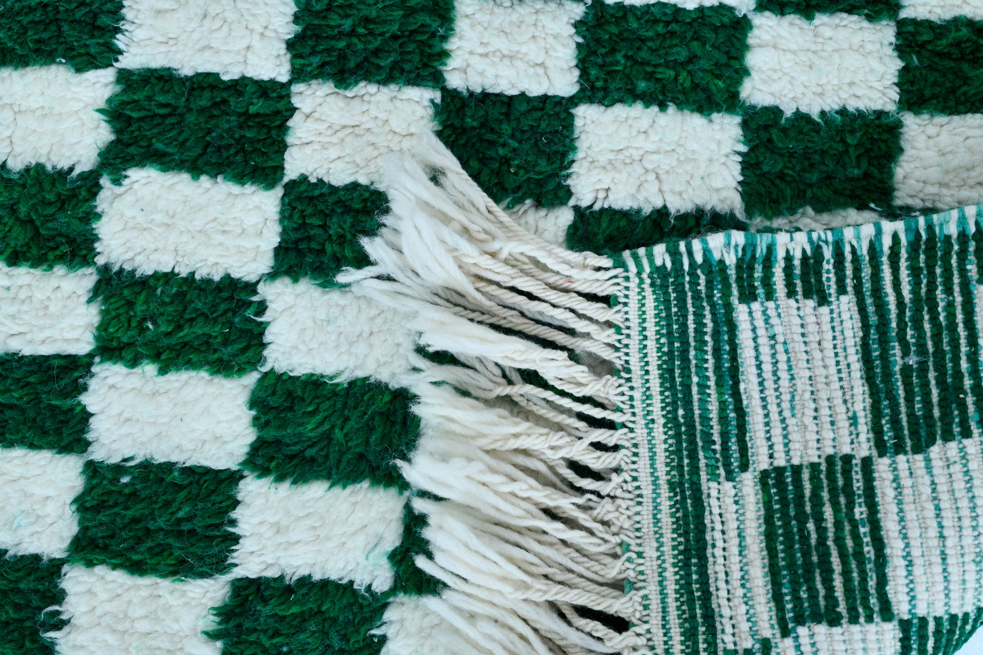 Moroccan custom rug from Beni Ourain, Wool and Thread, Green