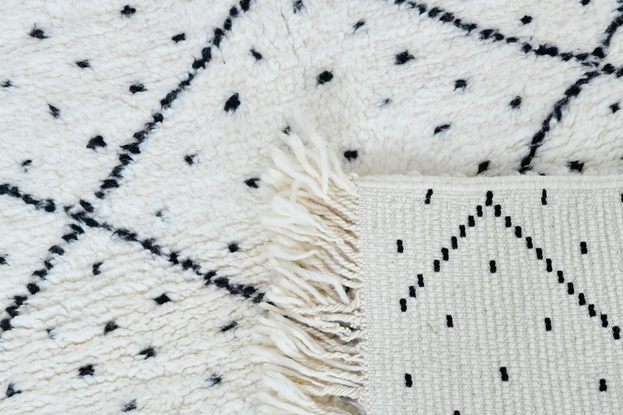 Moroccan custom rug from Beni Ourain, Wool, White