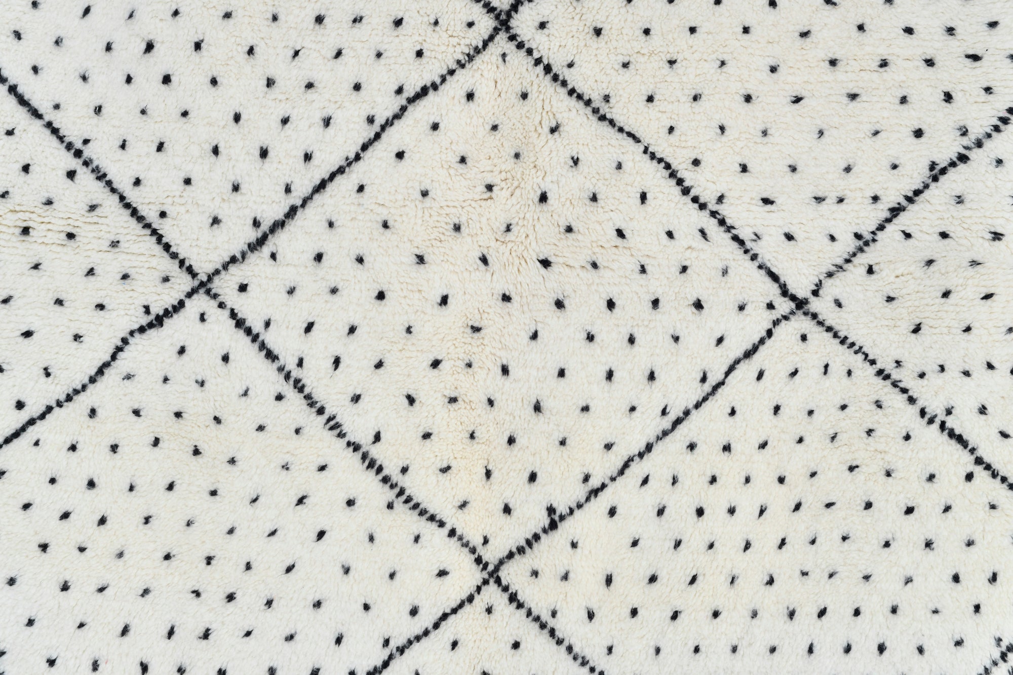 Moroccan custom rug from Beni Ourain, Wool and Thread, black and white
