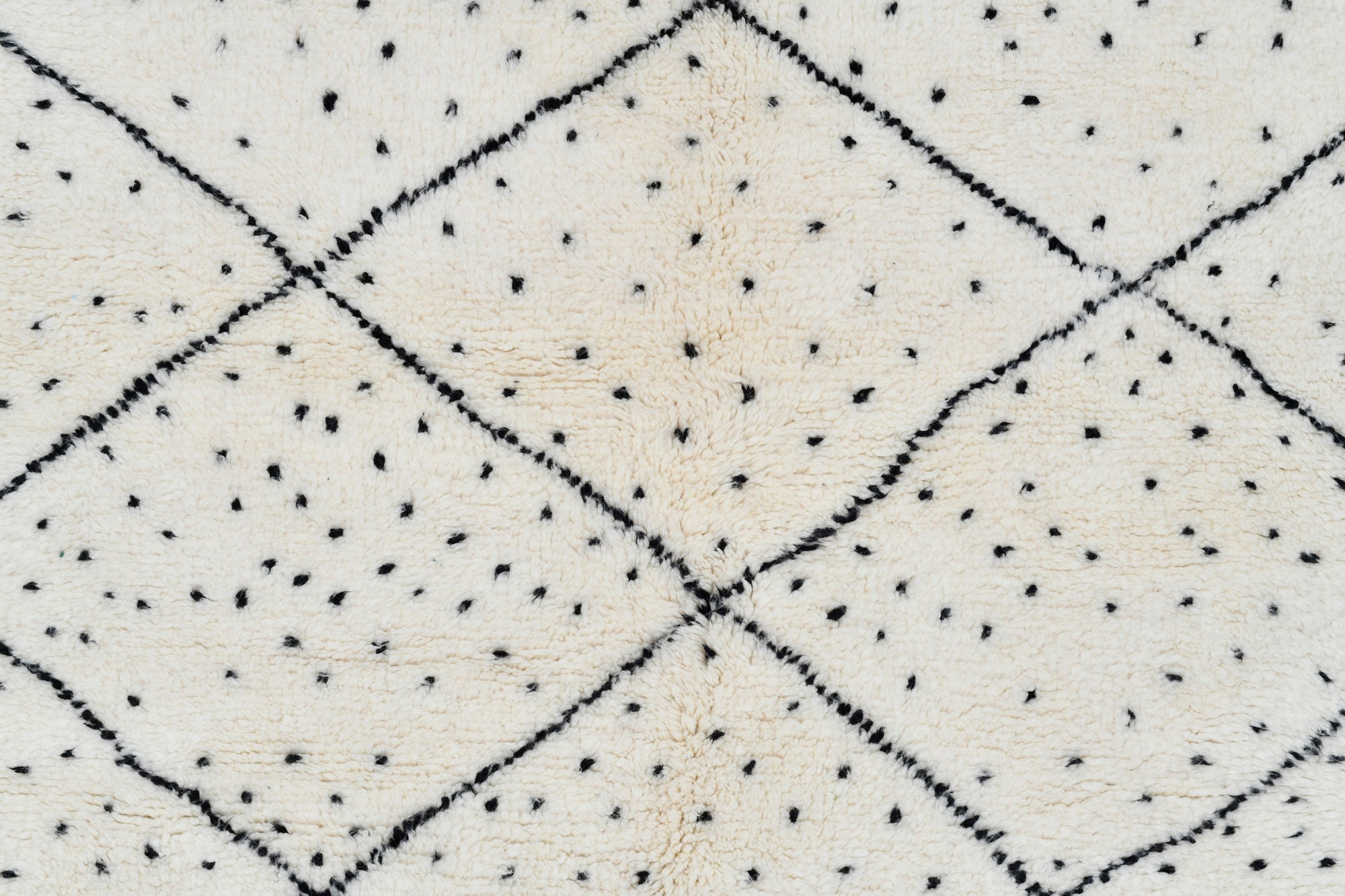 Moroccan custom rug from Beni Ourain, Wool and Thread, black and white