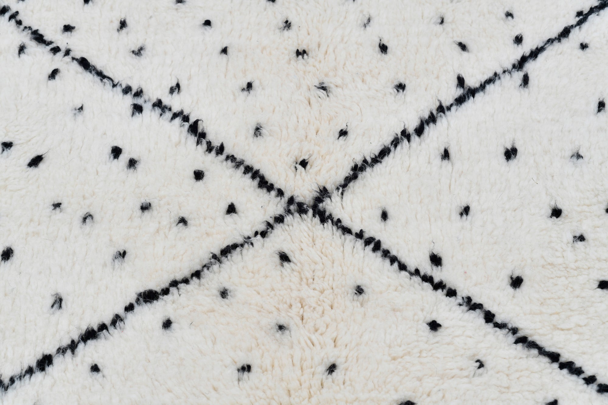 Moroccan custom rug from Beni Ourain, Wool and Thread, black and white