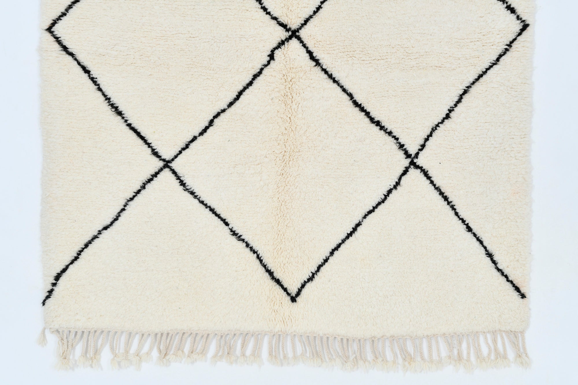 Moroccan custom rug from Beni Ourain, Wool, black and white