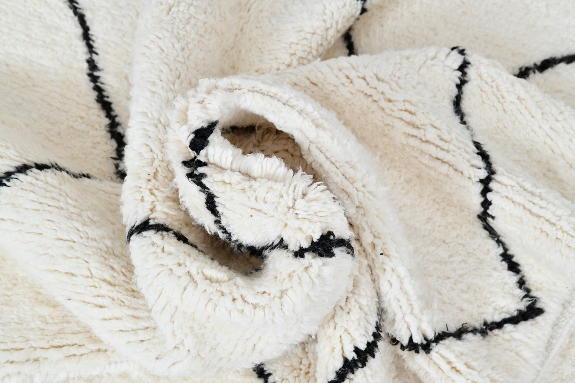 Moroccan custom rug from Beni Ourain, Wool, black and white