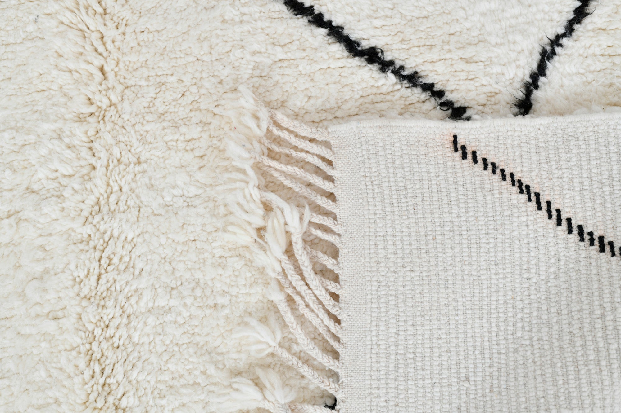 Moroccan custom rug from Beni Ourain, Wool, black and white