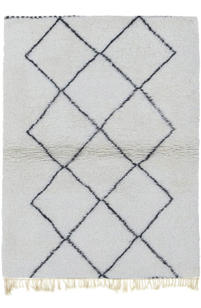 Black and White Moroccan Shag Rug 3199