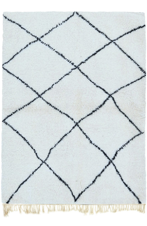 Lattice Black and White Moroccan Rug 3369