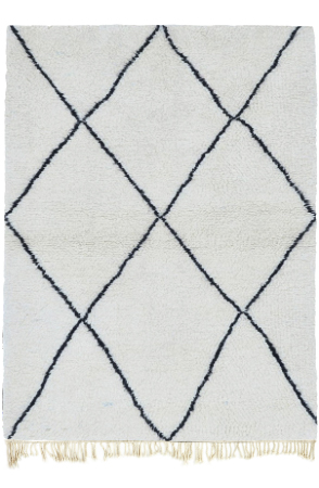 Modern Moroccan Black and White Rug 3308
