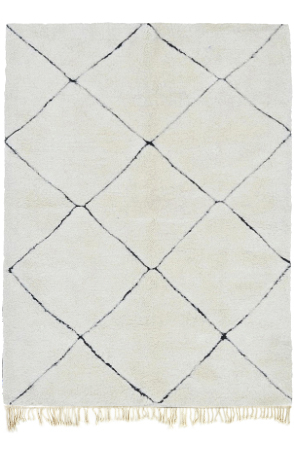 Moroccan Black and White Area Rug 3318