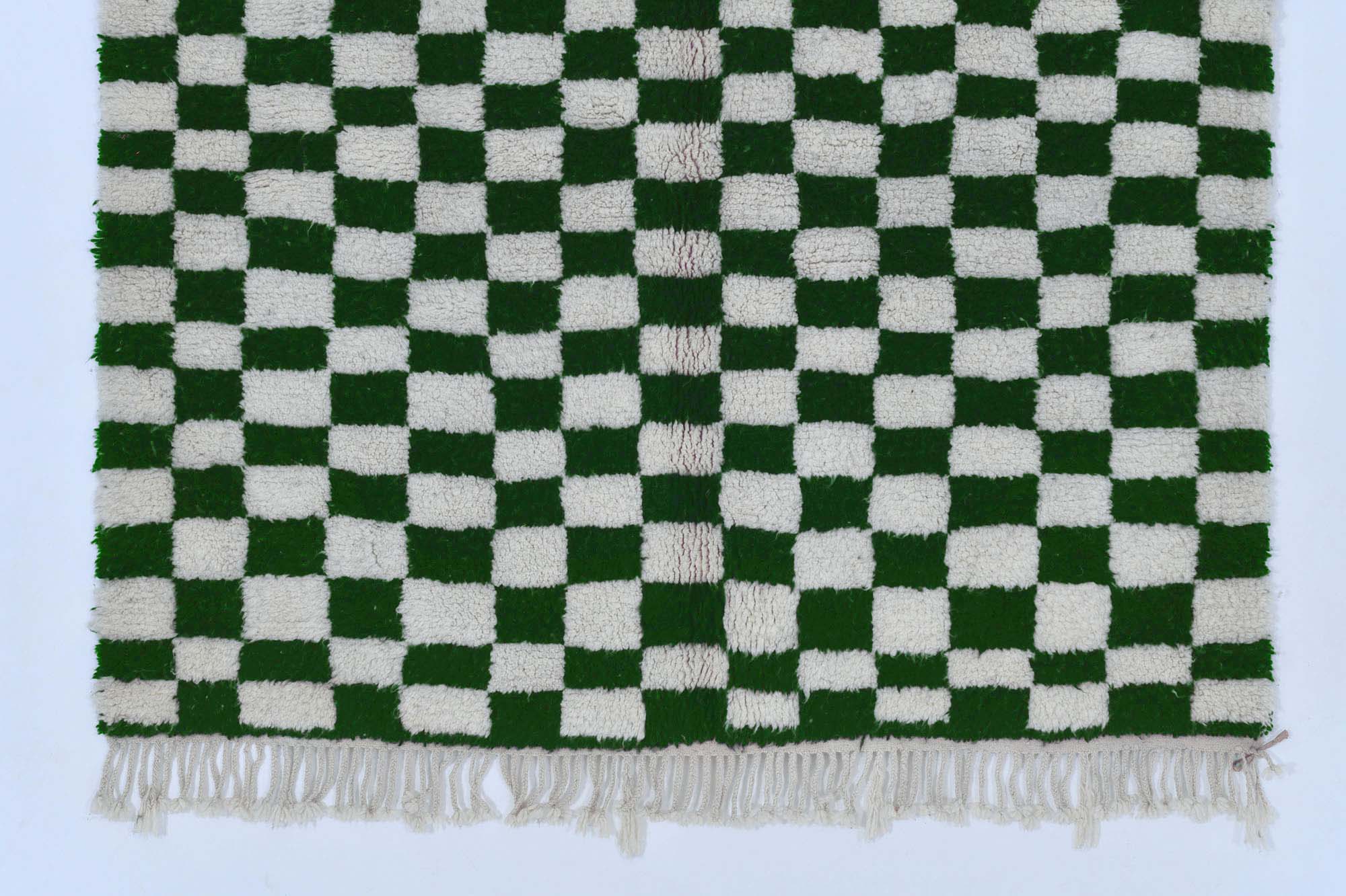 Moroccan custom rug from Beni Ourain, Wool and Thread, Green