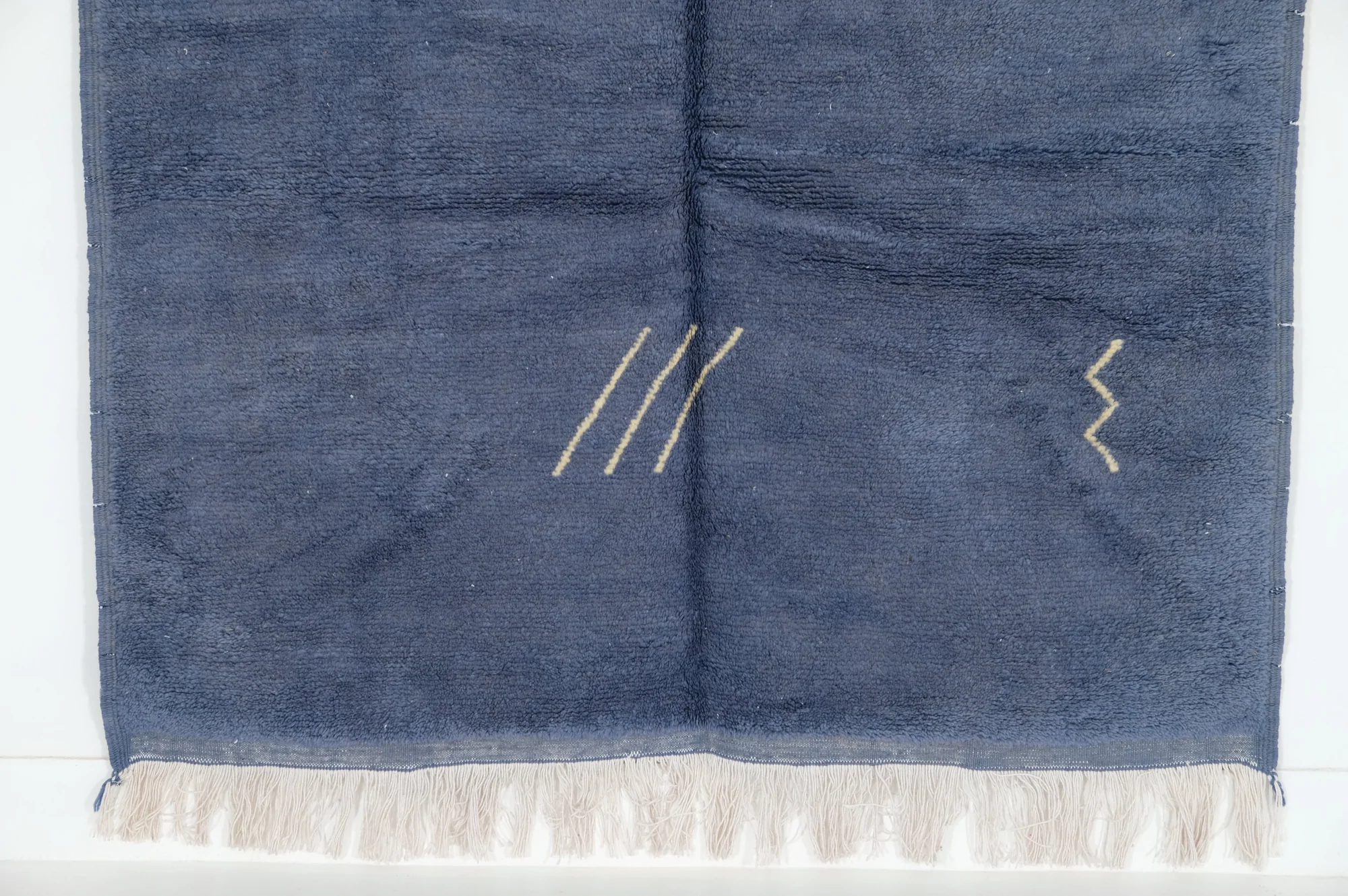 Moroccan custom rug from Beni Ourain, Wool and Thread, Blue