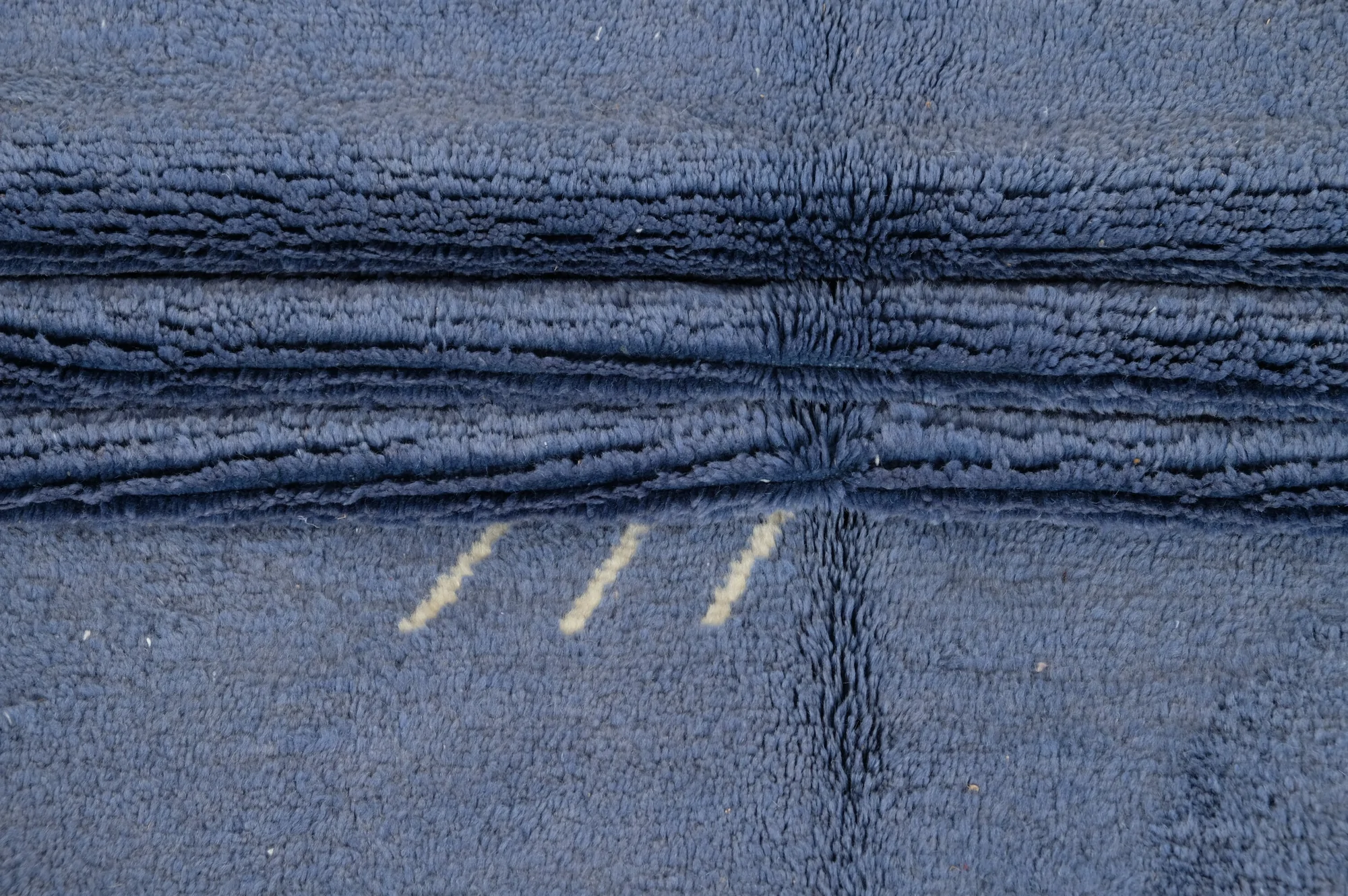 Moroccan custom rug from Beni Ourain, Wool and Thread, Blue