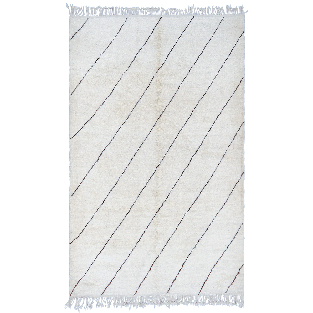 Moroccan custom rug from Beni Ourain, Wool and Thread, black and white