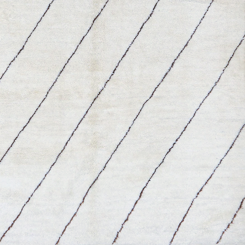Moroccan custom rug from Beni Ourain, Wool and Thread, black and white