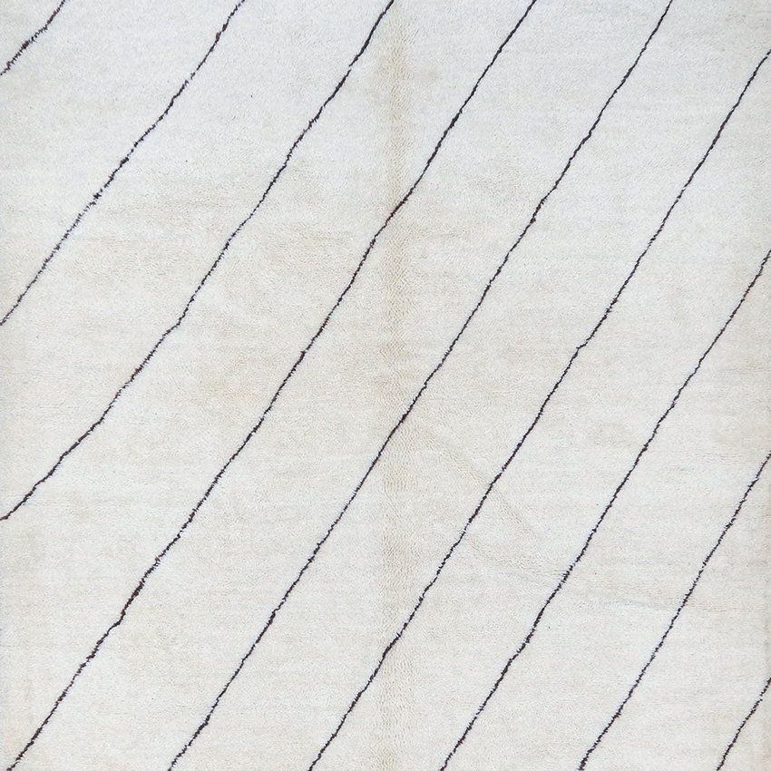 Moroccan custom rug from Beni Ourain, Wool and Thread, black and white