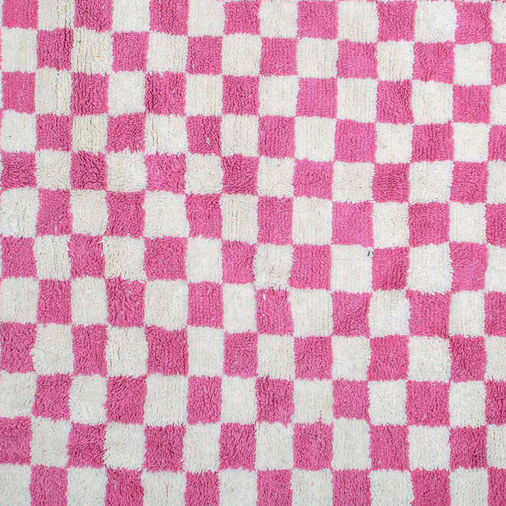 Moroccan custom rug from Beni Ourain, Wool and Thread, Pink