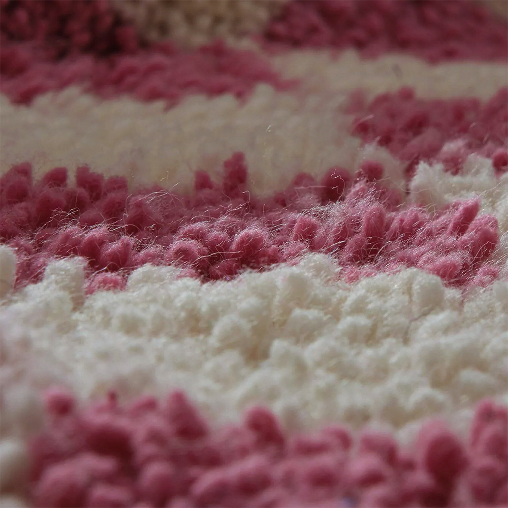 Moroccan custom rug from Beni Ourain, Wool and Thread, Pink