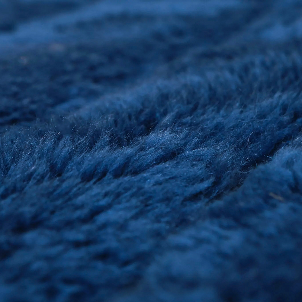 Moroccan custom rug from Beni Ourain, Wool and Thread, Blue