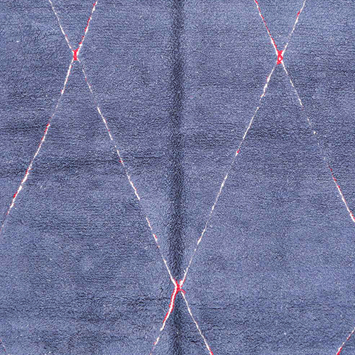 Moroccan custom rug from Beni Ourain, Wool and Thread, Blue