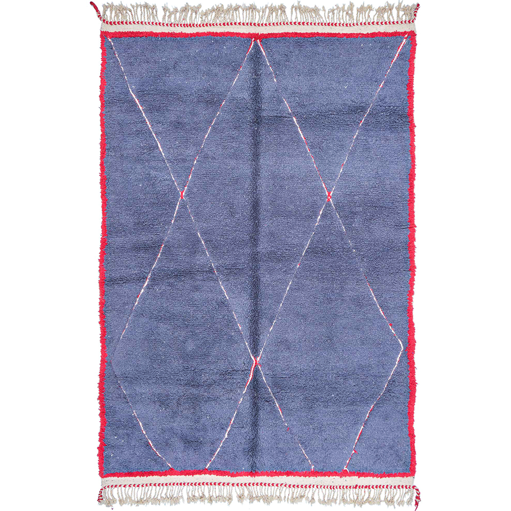 Moroccan custom rug from Beni Ourain, Wool and Thread, Blue