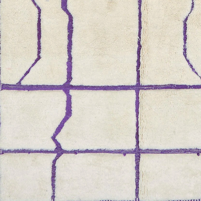 Moroccan custom rug from Beni Ourain, Wool and Thread, Purple