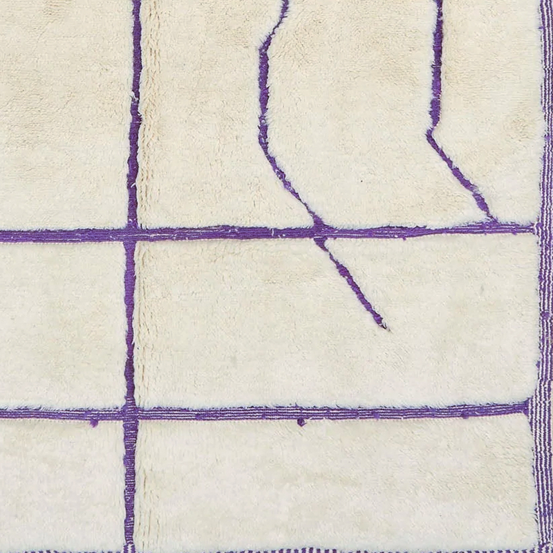 Moroccan custom rug from Beni Ourain, Wool and Thread, Purple