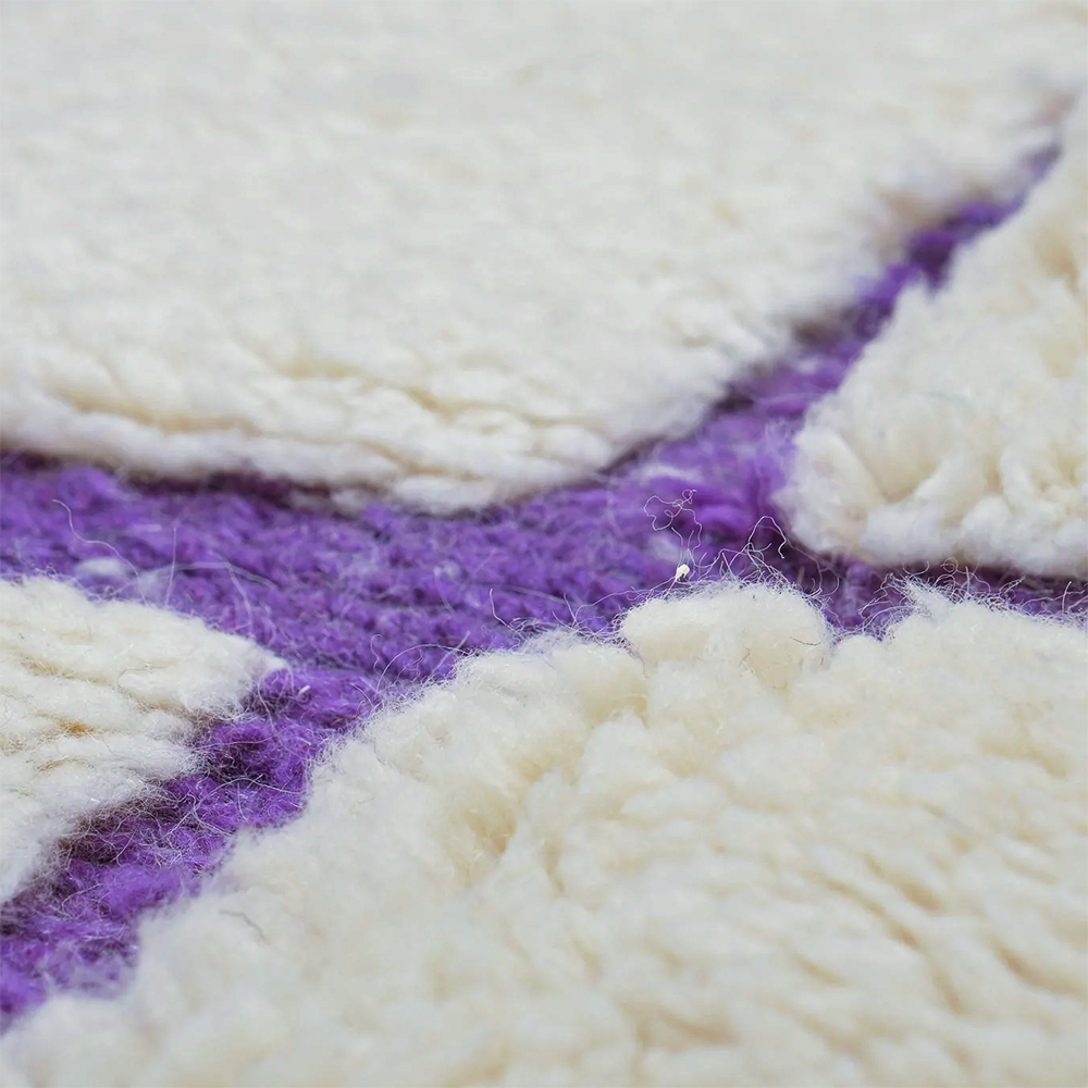 Moroccan custom rug from Beni Ourain, Wool and Thread, Purple