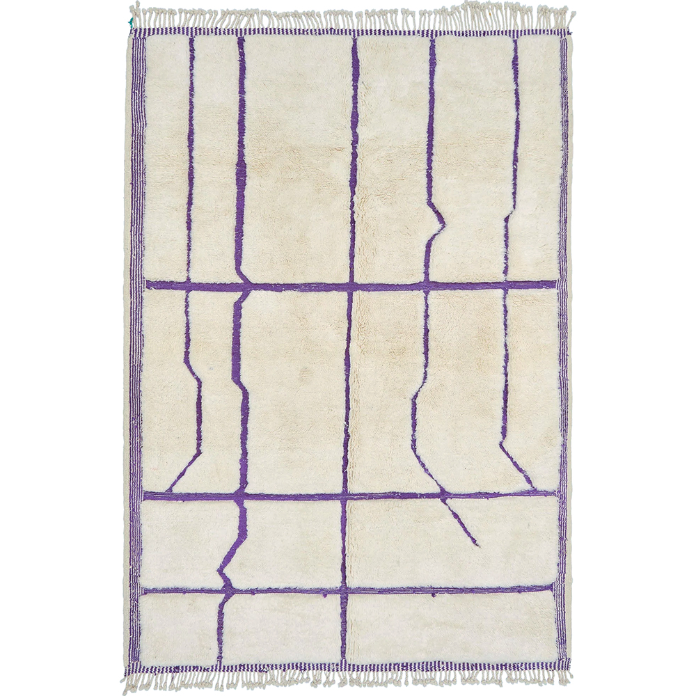 Moroccan custom rug from Beni Ourain, Wool and Thread, Purple