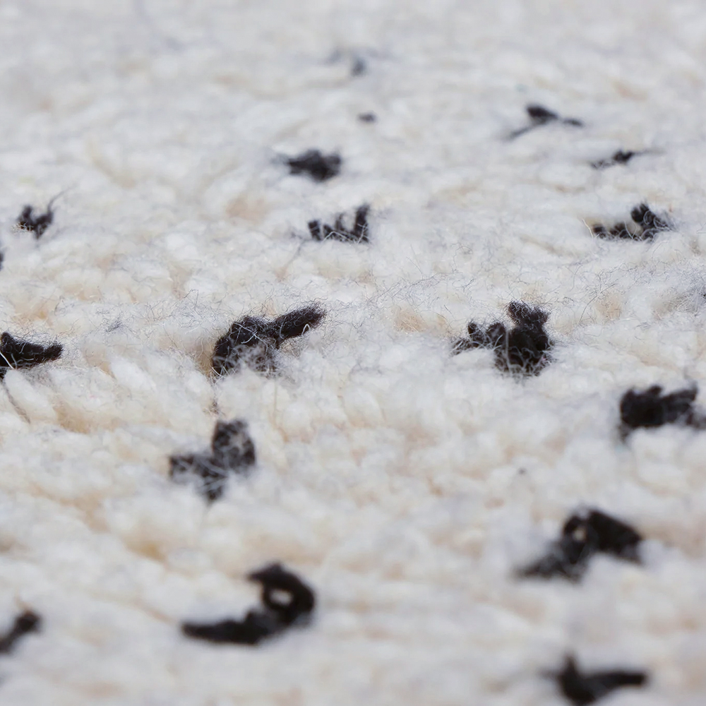 Moroccan custom rug from Beni Ourain, Wool and Thread, black and white