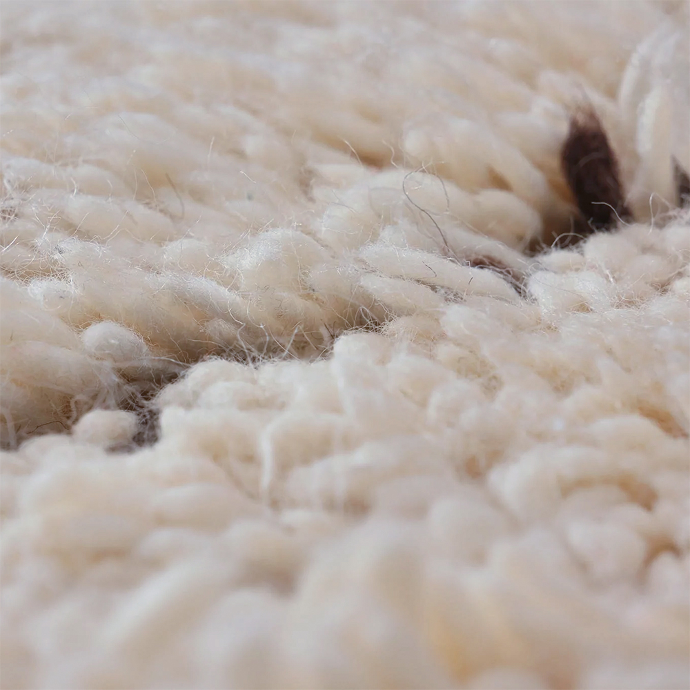 Moroccan custom rug from Beni Ourain, Wool and Thread, White