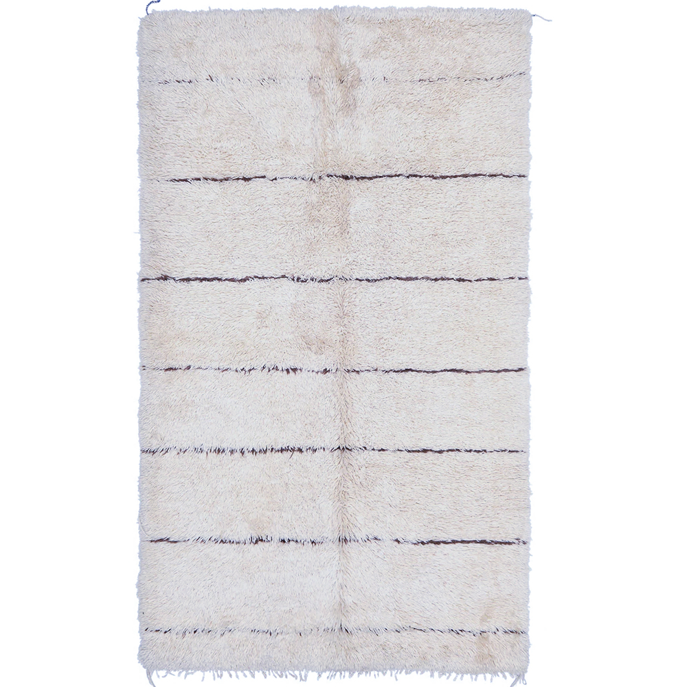 Moroccan custom rug from Beni Ourain, Wool and Thread, White