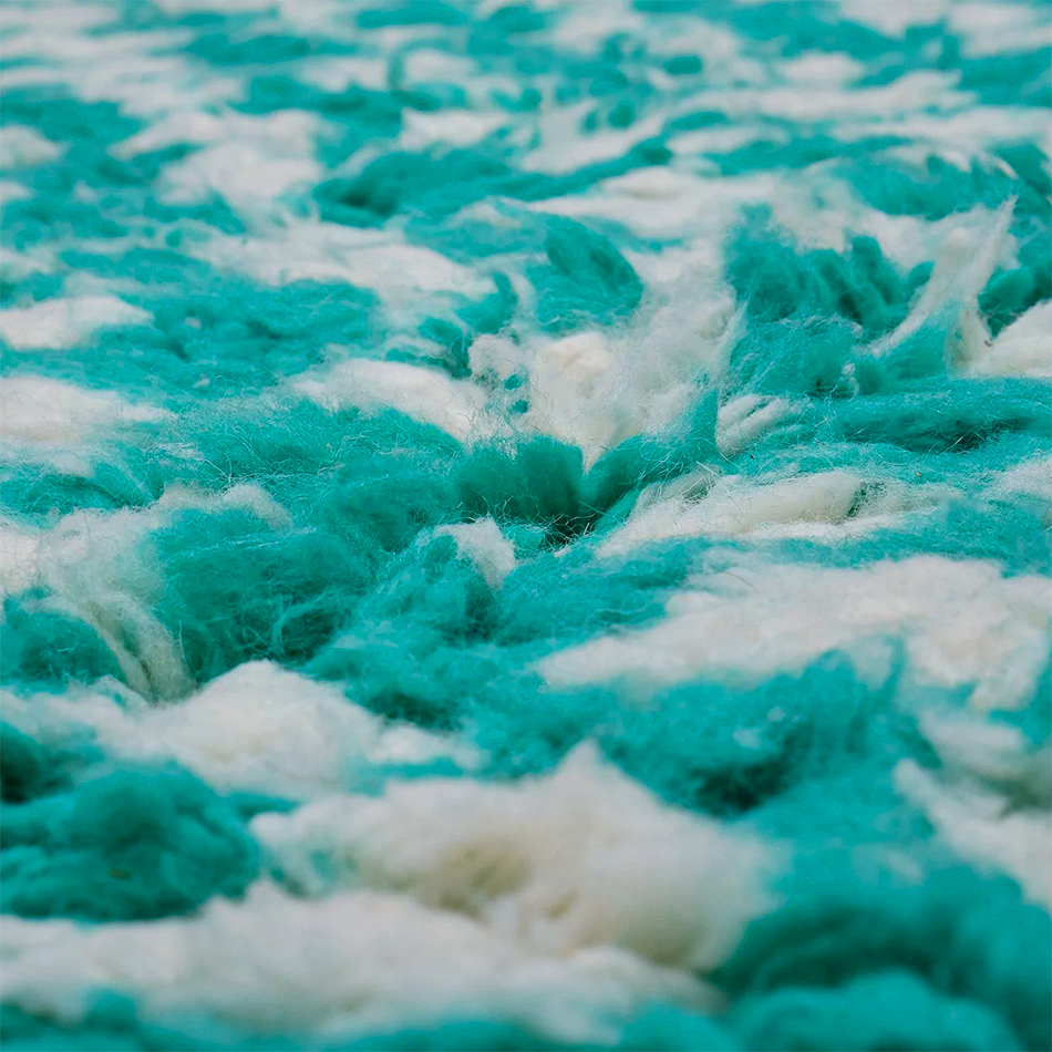 Moroccan custom rug from Beni Ourain, Wool and Thread, Blue