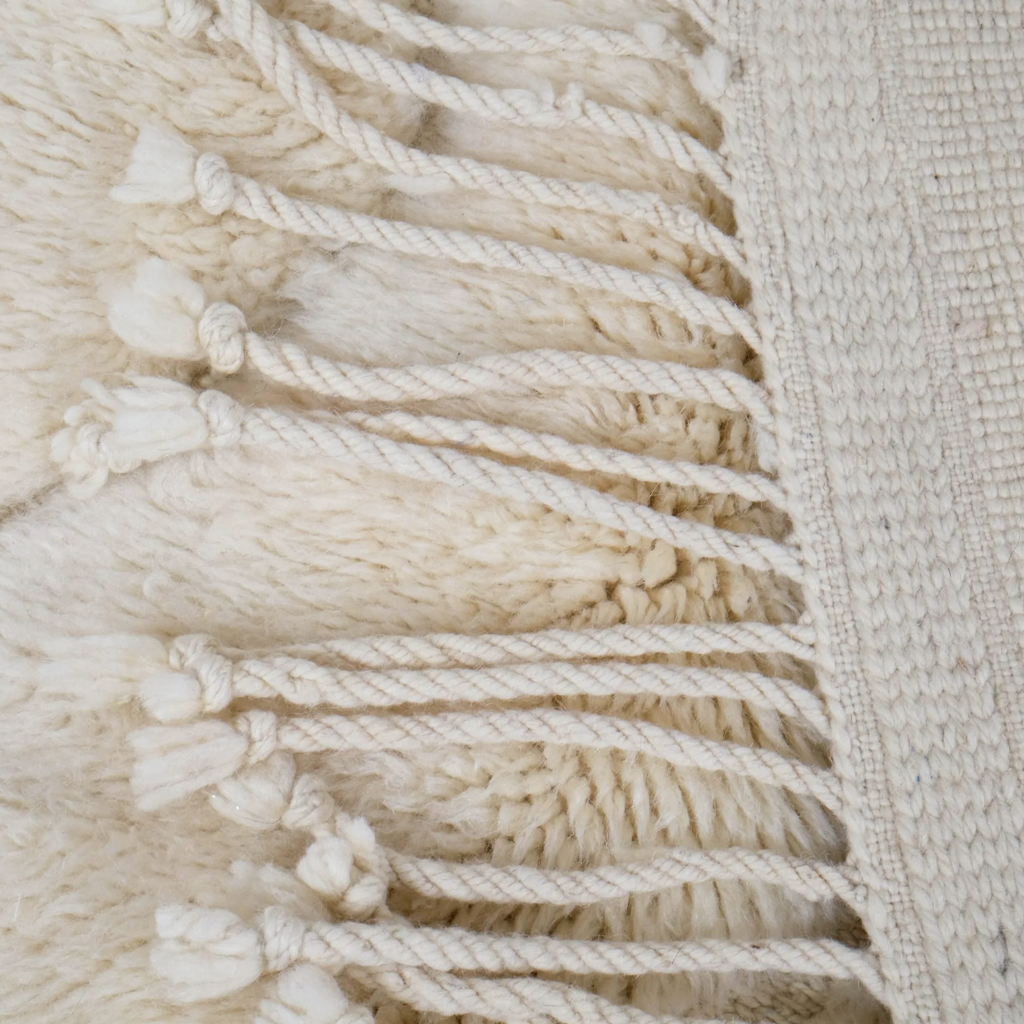 Moroccan custom rug from Beni Ourain, Wool and Thread, White