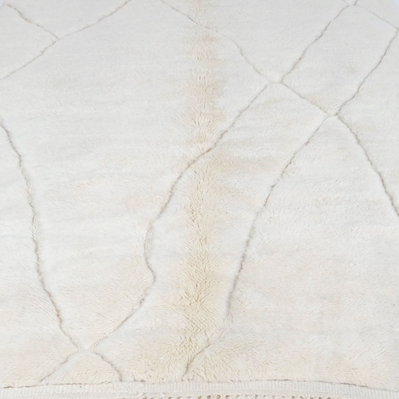 Moroccan custom rug from Beni Ourain, Wool and Thread, White