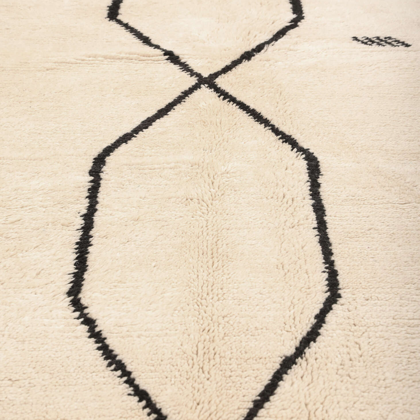 Moroccan custom rug from Beni Ourain, Wool and Thread, White