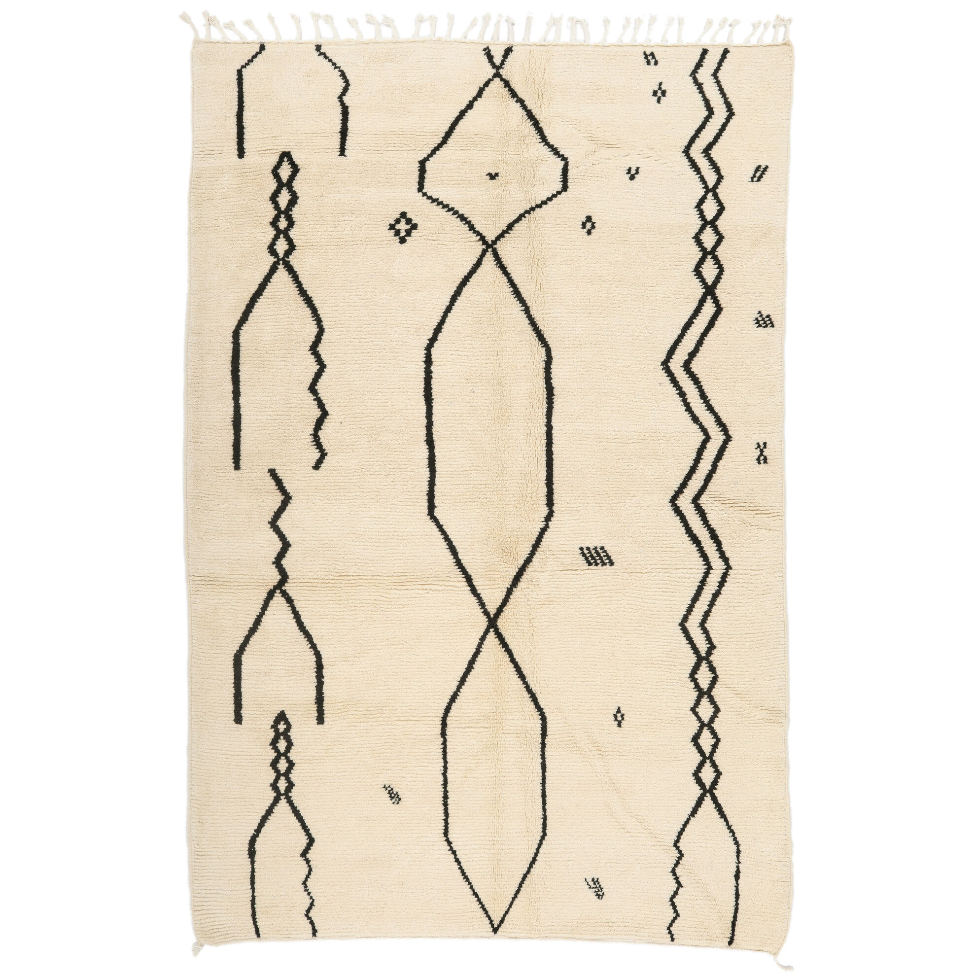 Moroccan custom rug from Beni Ourain, Wool and Thread, White