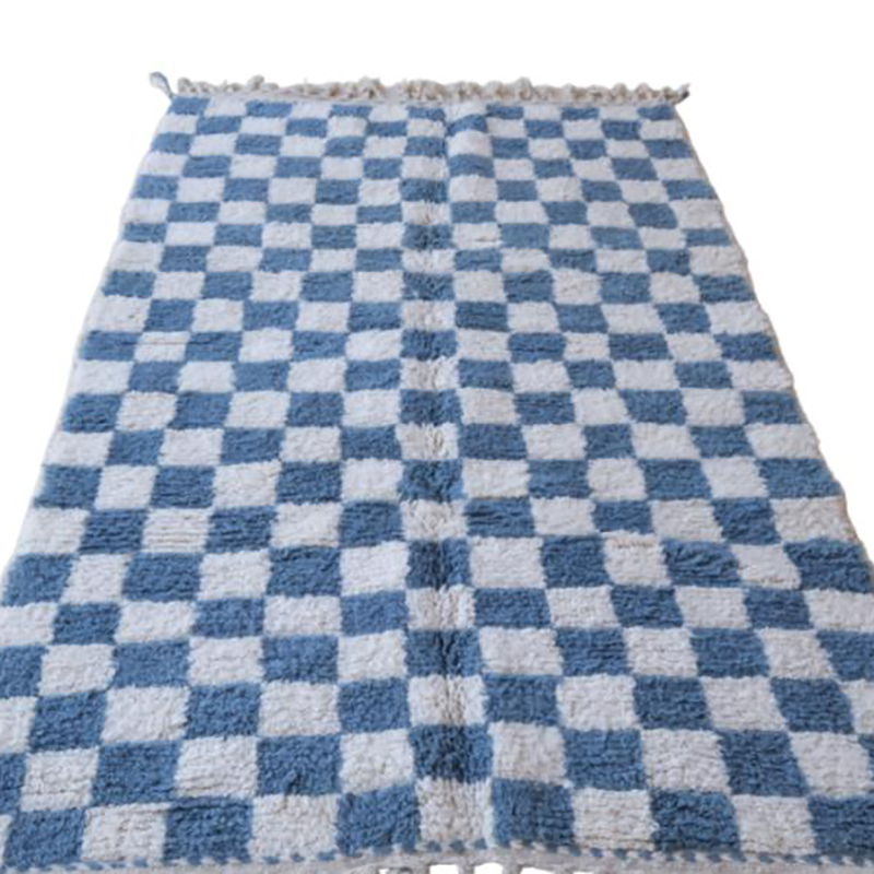 Moroccan custom rug from Beni Ourain, Wool and Thread, Blue