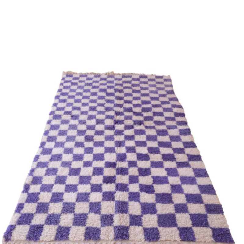 Moroccan custom rug from Beni Ourain, Wool and Thread, Purple
