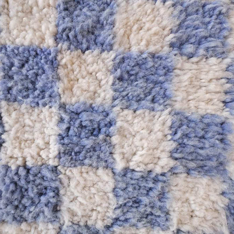 Moroccan custom rug from Beni Ourain, Wool and Thread, Blue