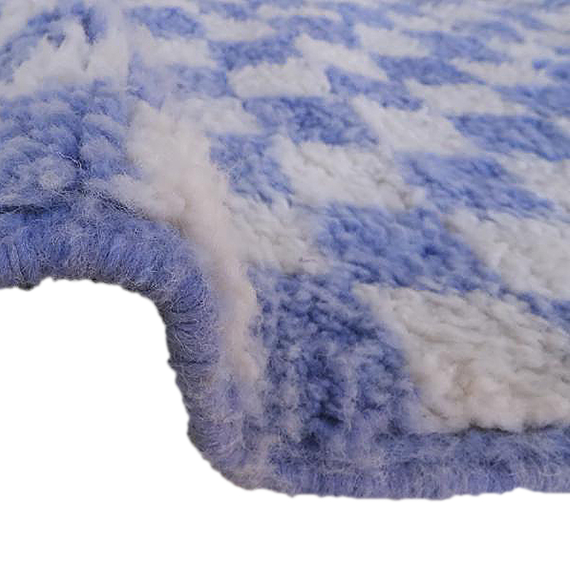 Moroccan custom rug from Beni Ourain, Wool and Thread, Blue