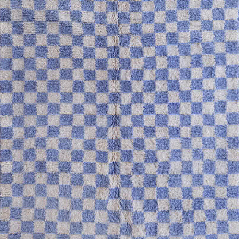 Moroccan custom rug from Beni Ourain, Wool and Thread, Blue
