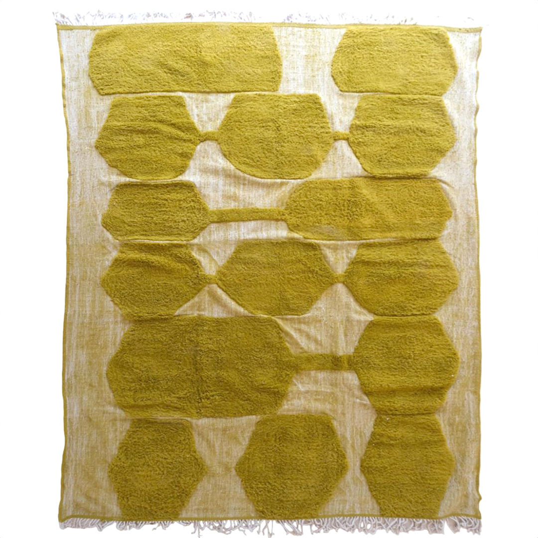 Moroccan custom rug from Beni Ourain, Wool and Thread, Green