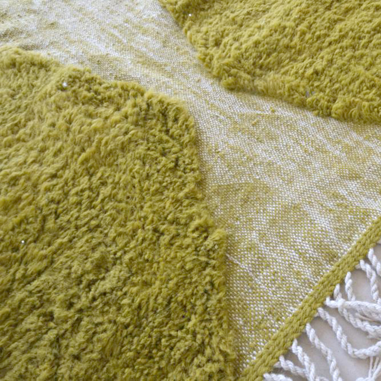 Moroccan custom rug from Beni Ourain, Wool and Thread, Green