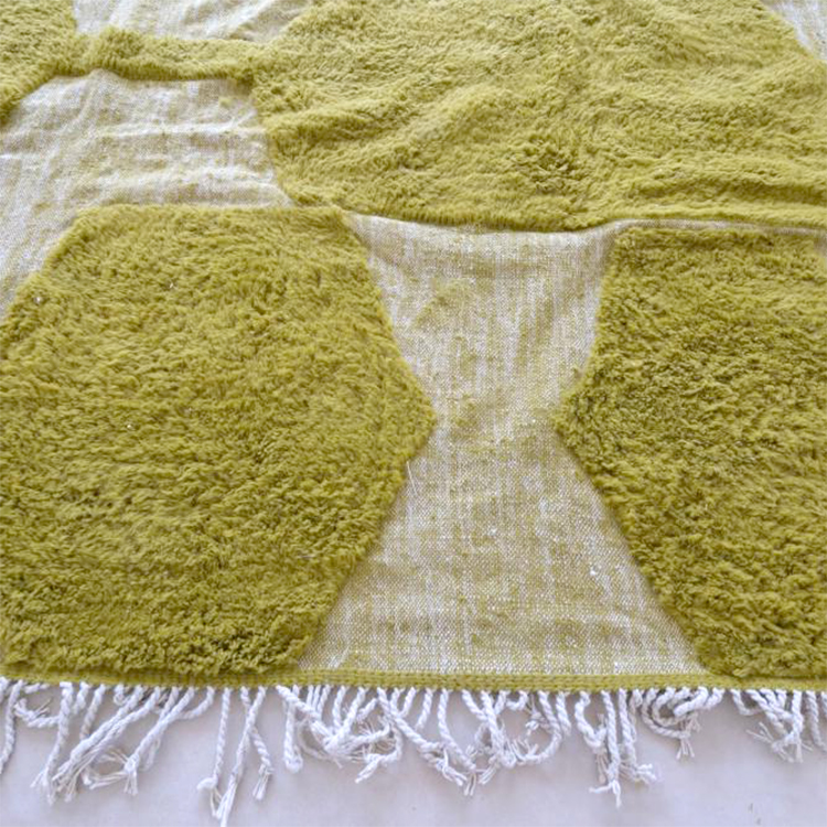 Moroccan custom rug from Beni Ourain, Wool and Thread, Green