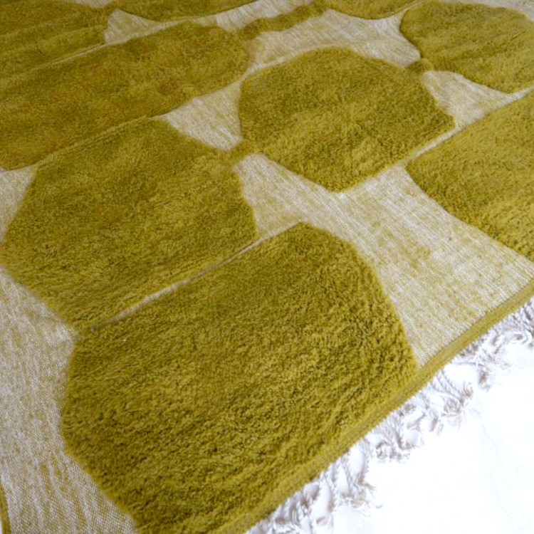 Moroccan custom rug from Beni Ourain, Wool and Thread, Green