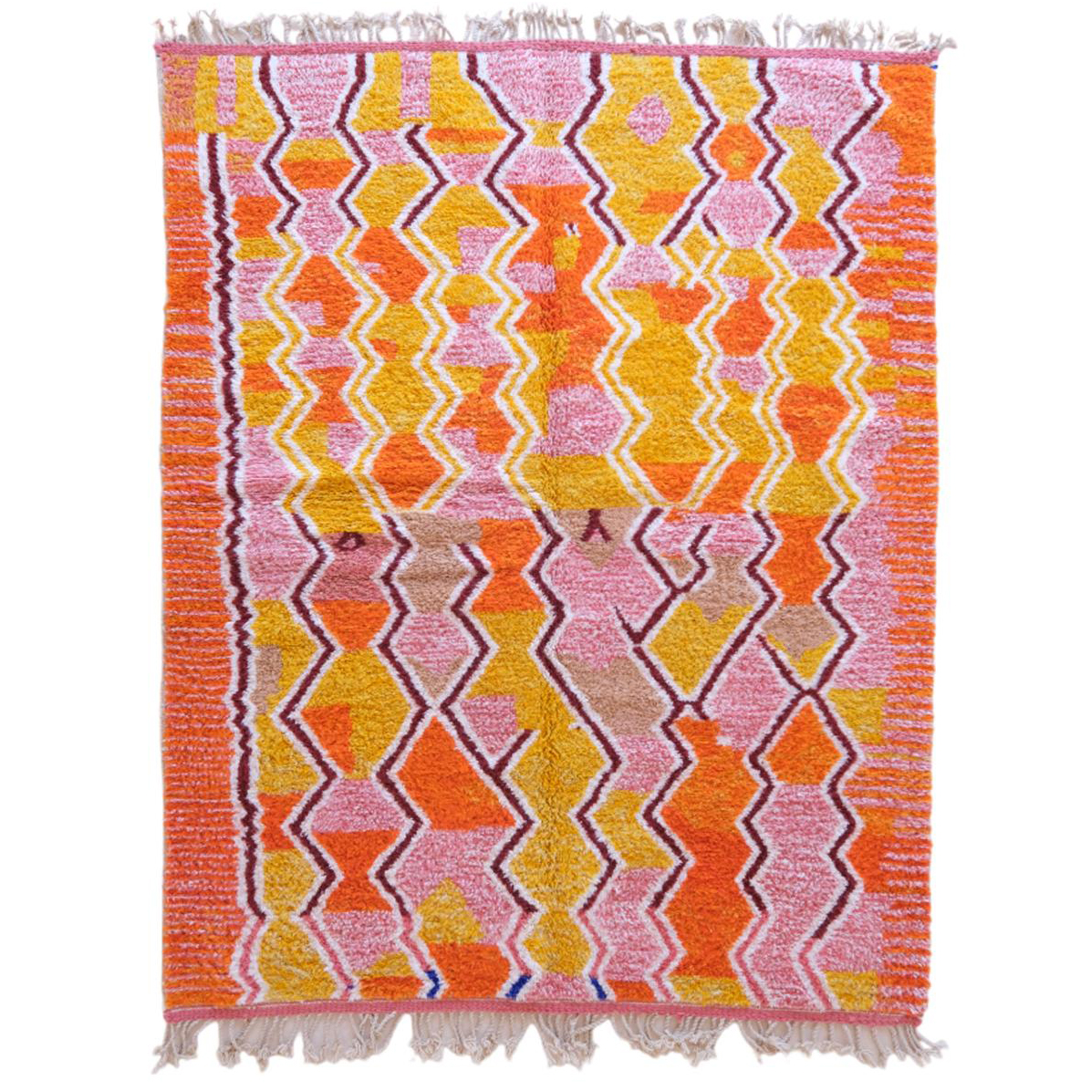 Moroccan custom rug from Beni Ourain, Wool and Thread, Colorful